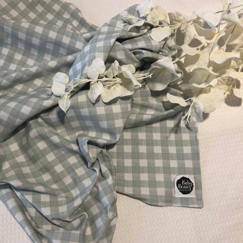Soft Mint Gingham Blanket / Wrap