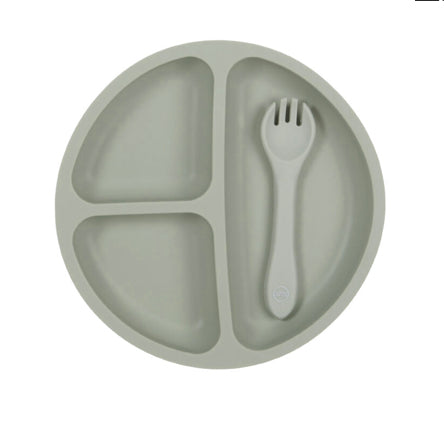 Sage Silicone Plate & Fork Set